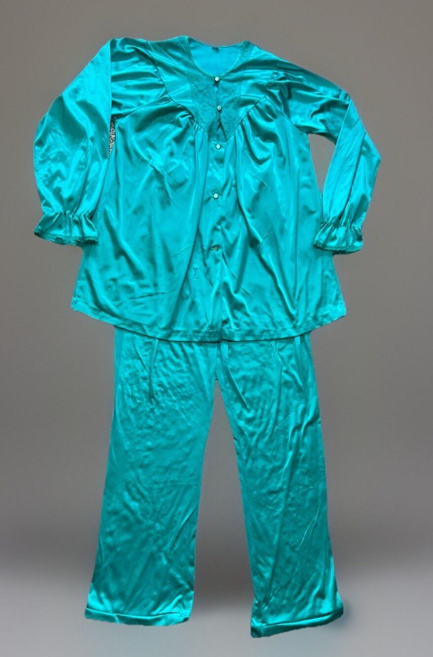 Nancy King Pajamas Top & Pants Silky Nylon Vintage Made in USA size Small